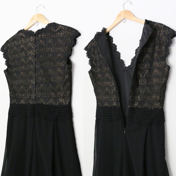 Tadashi Shoji Bridal Mikado Jumpsuit 6 Black Lace Overlay Chiffon Wide Leg $490 - Picture 10 of 16